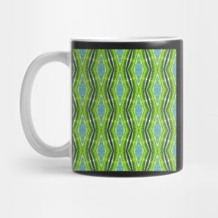 Bright Blue and Emerald Green Batik Watercolor Tye Dye Stripe Mug